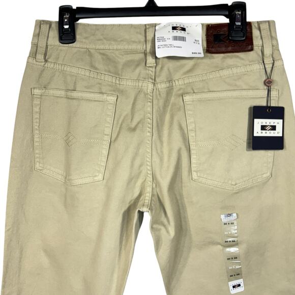 Joseph Abboud Mens SZ 30x32 Sateen Twill Pants Classic Fit Stretch Zip-Fly Beige - Picture 5 of 11